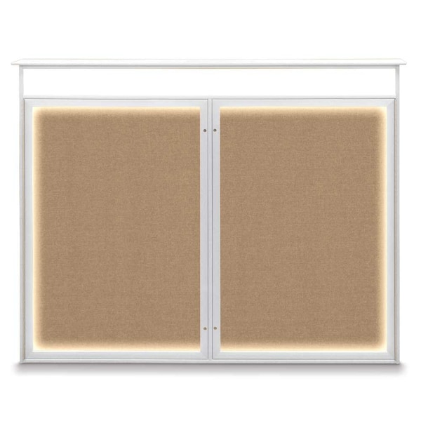 United Visual Products Double Door Enclosed Indoor Letterboard UV1126-SATIN-GREY - main